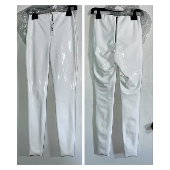 Alice + Olivia Maddox Vegan Leather Off White Skinny Legging Pant - Picture 6 of 16
